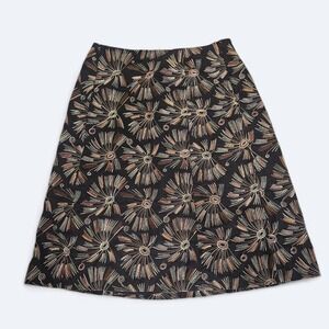Talbots Embroidered Skirt Size‎ 6 Brown/Black Metallic